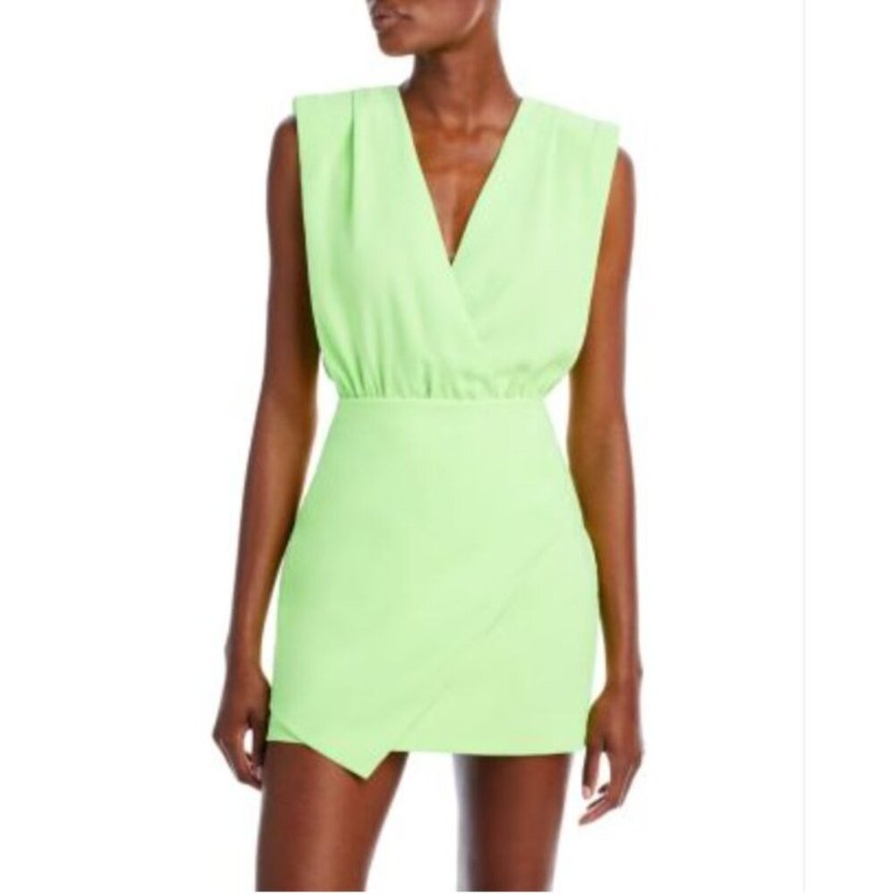 Amanda Uprichard Neon Lime Green Mini Dress